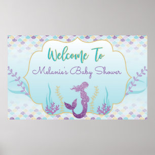 Poster de bienvenue sur le Baby shower de sirène