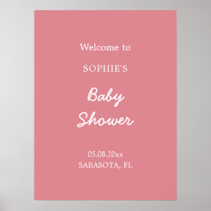 Poster de bienvenue sur le Baby shower rose