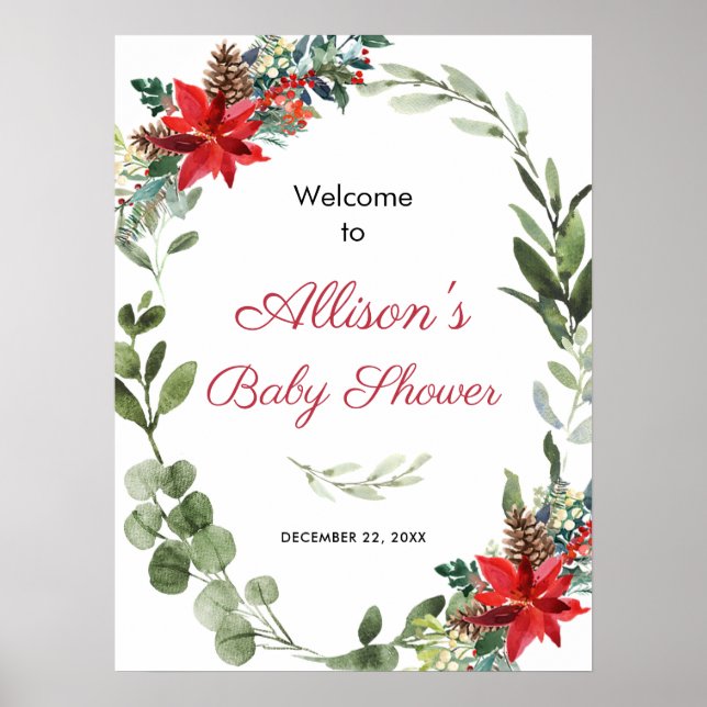 Poster de bienvenue sur le baby shower vert de Red (Devant)