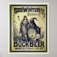 Poster de bière Bock vintage 16 x 20