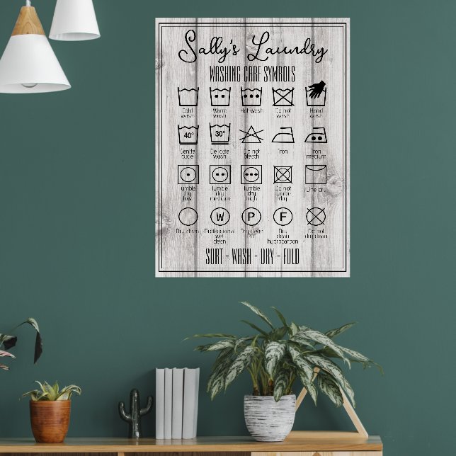 Poster de blanchisserie infographie lave symboles  (Salon 1)