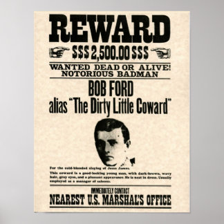 Poster de Bob Ford REWARD