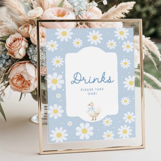 Poster de boisson Baby shower de soie Goose Boy (Boy Silly Goose Drinks Sign)