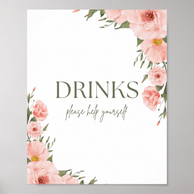 Poster de boisson florale de l'aquarelle (Devant)