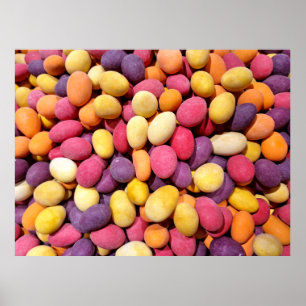 Poster de bonbons mélangés aux tons chauds
