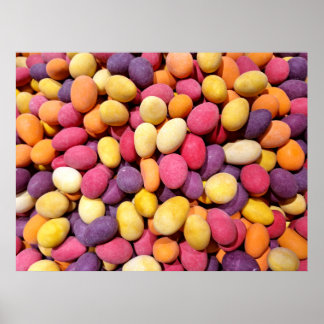 Poster de bonbons mélangés aux tons chauds