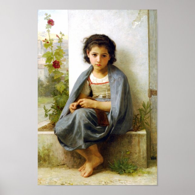 Poster de Bouguereau The Little Kitter (Devant)