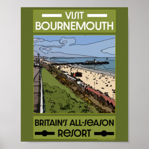 Poster de Bournemouth Vintage Retro Seaside