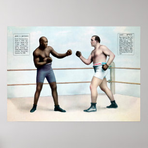 Poster de boxe vintage Jack Johnson contre Jim Jef