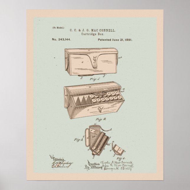 Poster de brevet de boîte à cartouche d'ammo Vinta (Devant)