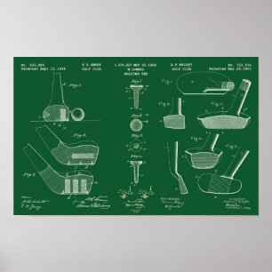 Poster de brevet de golf vintage 2 tableau de bord