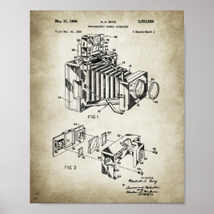 Poster de brevet de la caméra vintage Papier Vinta