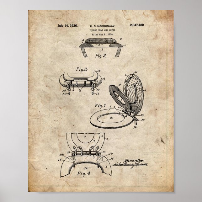 Poster de brevet de siège de toilette (Devant)