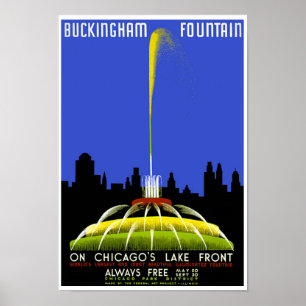 Poster de Buckingham Fountain Chicago Vintage WPA