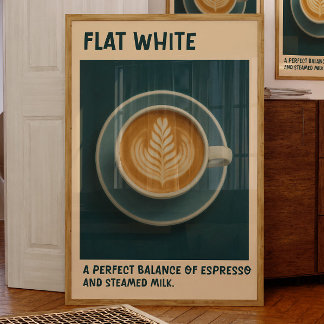 Poster de café blanc plat Retro Latte Art Imprimer