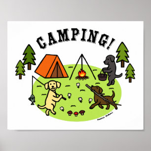 Poster de camping Trois Labradors
