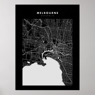 Poster de carte Melbourne Dark City
