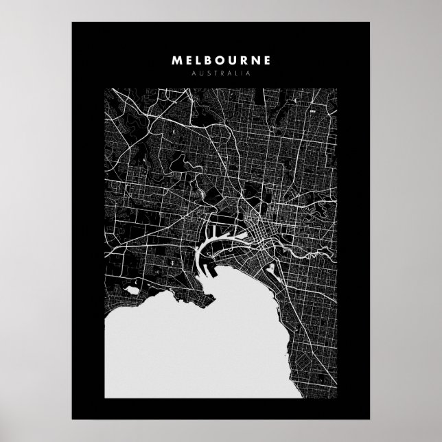 Poster de carte Melbourne Dark City (Devant)
