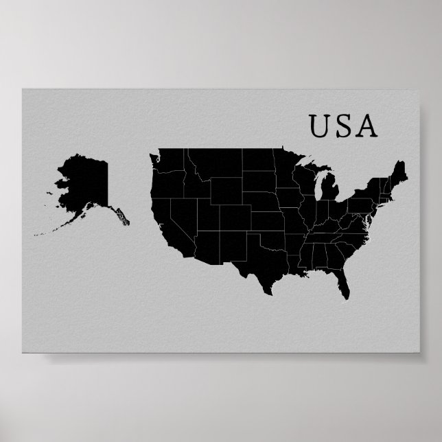 Poster de carte personnalisable États-Unis d'Améri (Devant)