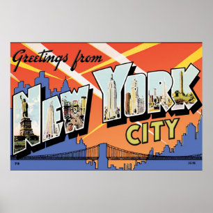 Poster de carte postale Vintage NYC