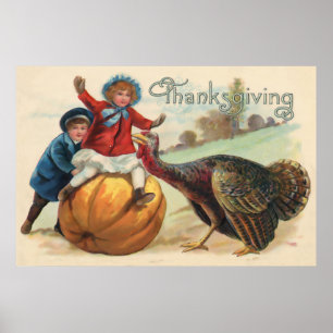 Poster de carte Vintage Thanksgiving