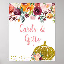 Poster de cartes et cadeaux de Citrouille Floral M