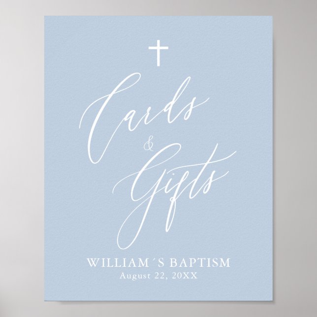 Poster de cartes et cadeaux Dusty Blue Cross Boy (Devant)