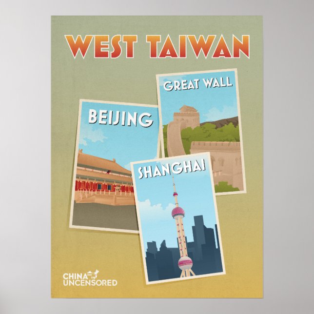 Poster de cartes postales de Taïwan Ouest 18" x 24 (Devant)
