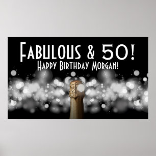 Poster de Champagne sur Black & White Bokeh Party