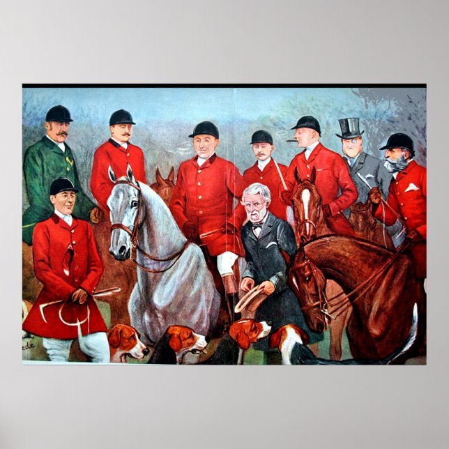 Poster de chasse vintage Fox (Devant)