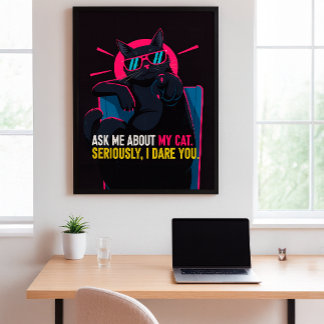 Poster de chat amusant - Me questionner sur My Cat