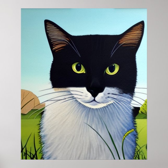 Poster de chat d'été légèrement mécontent (Devant)