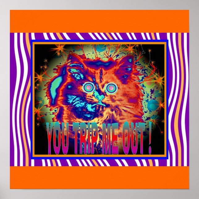 Poster de chat électrique psychédélique (Devant)