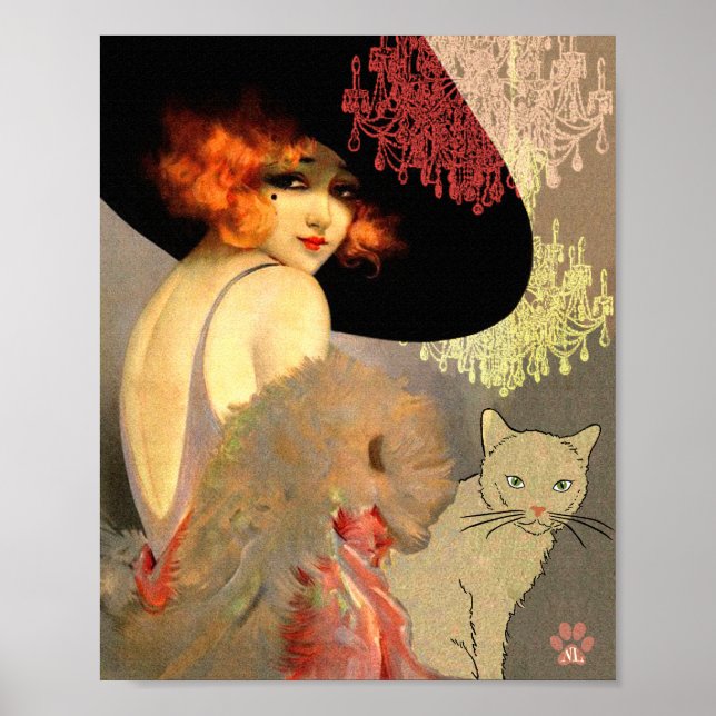 Poster de chat et de lustre Veronica ou imprimer (Devant)