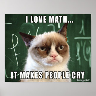 Poster de chat grumpy - J'adore les maths ça fait 