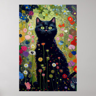 Poster de chat Gustav Klimt Garden