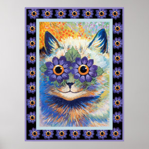 Poster de chat hippy vintage