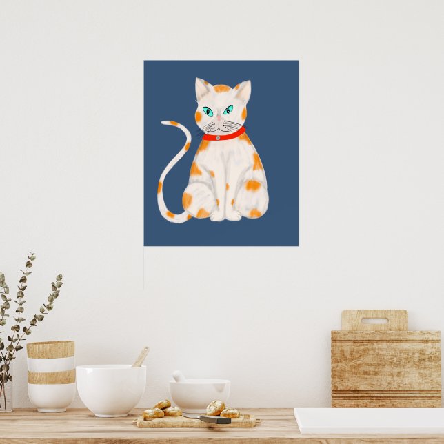 Poster de chat orange et blanc (Cuisine)