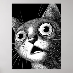 Poster de chat Psycho - Whimssal Retro Art Cool