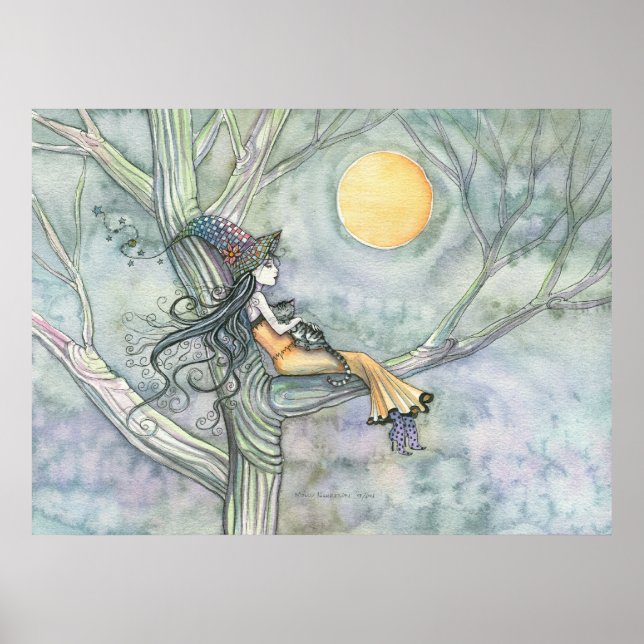 Poster de chat sorcier solitude douce (Devant)