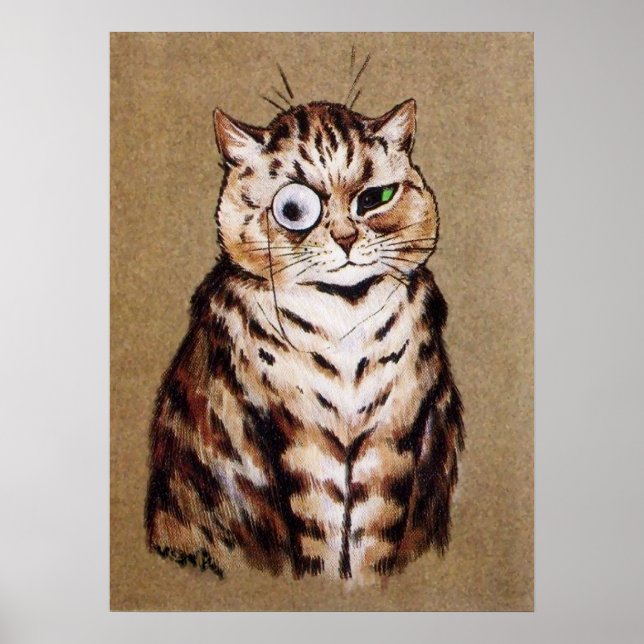 Poster de chat vintage Louis Wain Monacle (Devant)