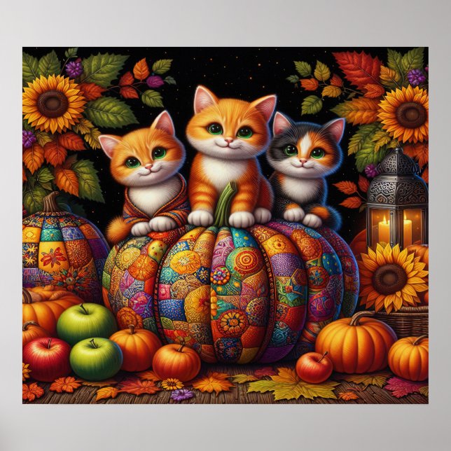Poster de chats d'automne (Devant)