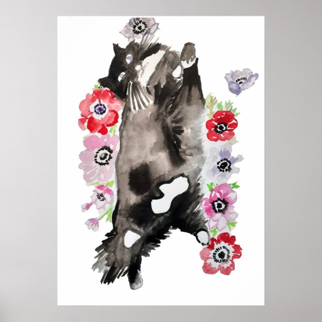 Poster de chats de chats de luxe noir dormant (Devant)