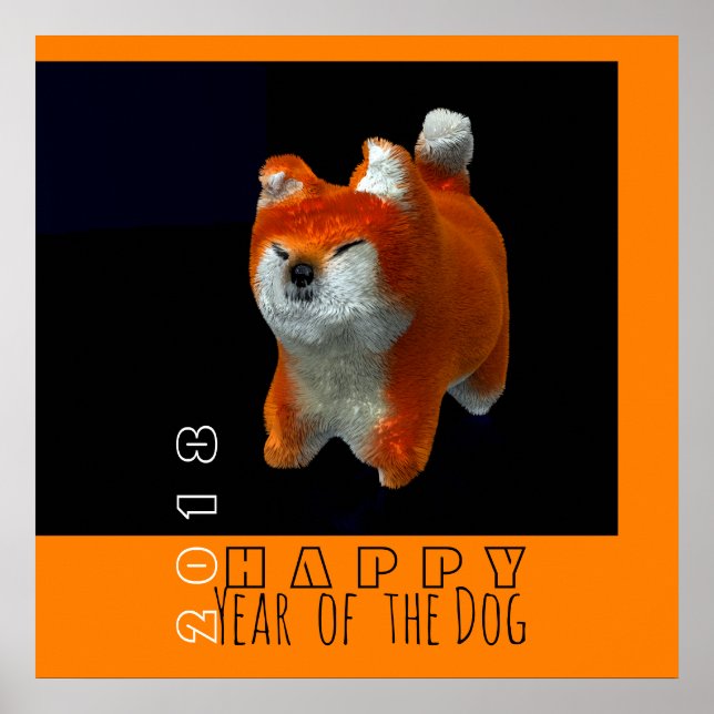 Poster de Chien Art numérique Shiba Puppy 3D Année (Devant)