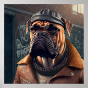 Poster de Chien de Bullmastiff Hipster