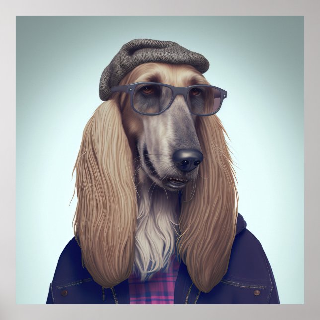 Poster de Chien Hipster Afghan Hound (Devant)