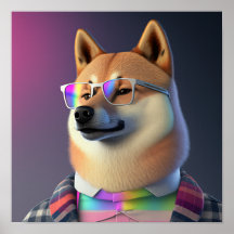 Poster de Chien Shiba Inu Hipster