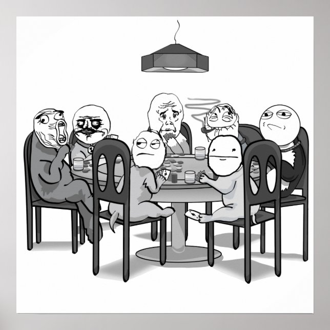 Poster de chiens de mème de poker (Devant)