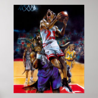 Poster De Chiens Jouant Au Basket-Ball