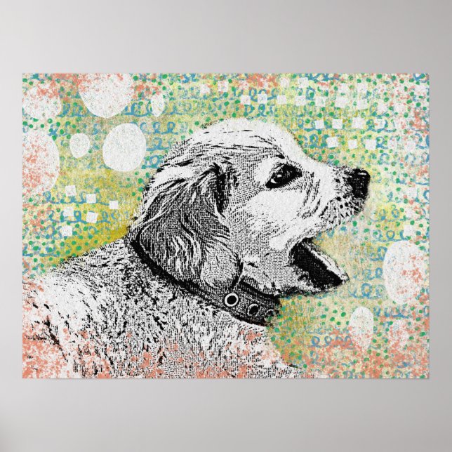 Poster de chiot mignon - Golden Retriever Chien Ar (Devant)